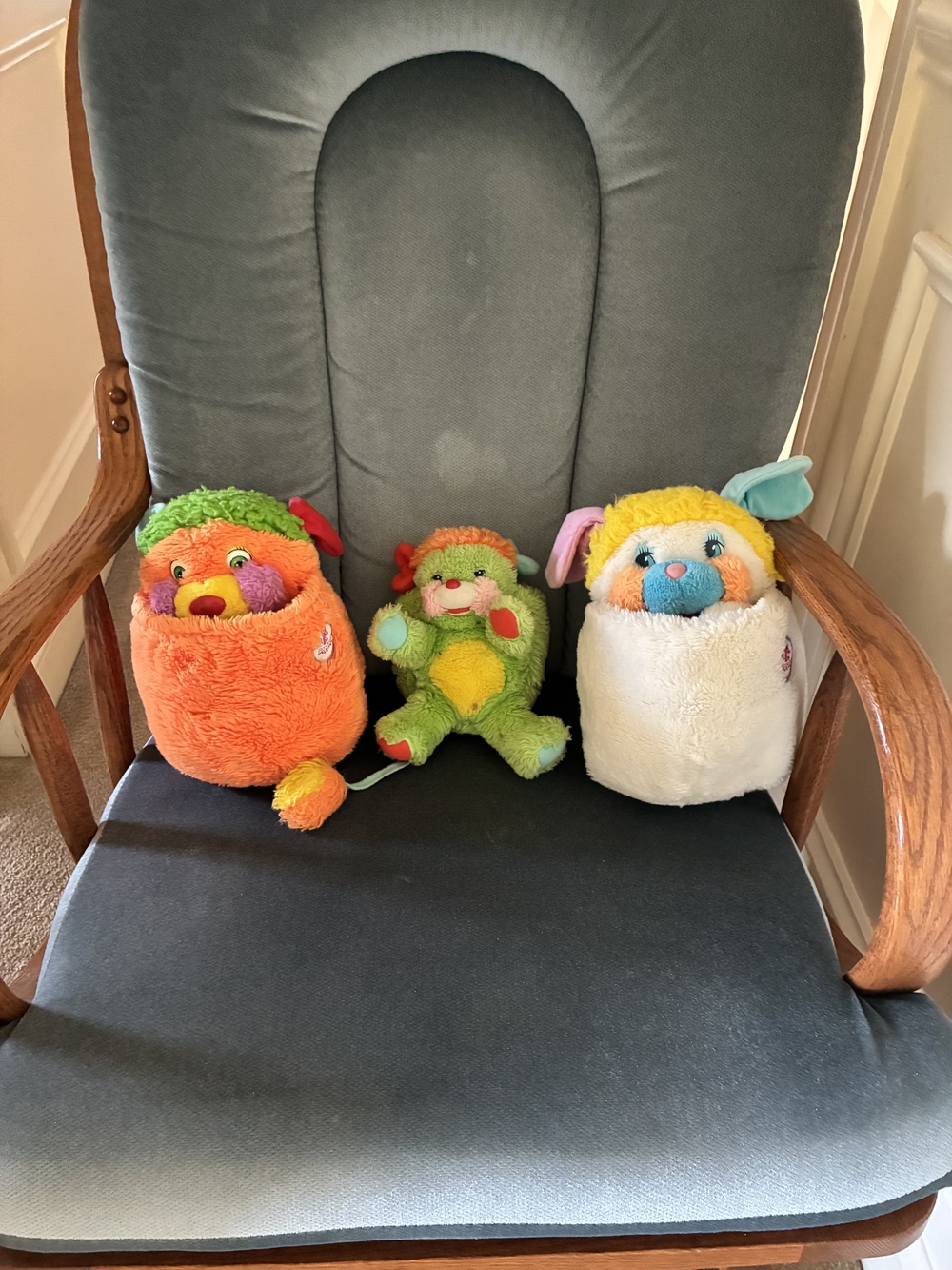 Authentic Popples Plush Toy - White with Yellow, Teal, Orange Accents
